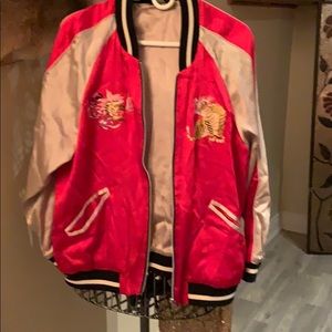 Silk satin bomber jacket